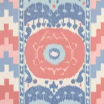 Schumacher 176065 Samarkand Ikat Ii Chambray & Coral fabric swatch