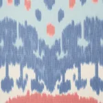 Schumacher 176065 Samarkand Ikat Ii Chambray & Coral fabric swatch