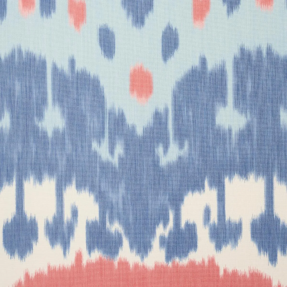 Schumacher 176065 Samarkand Ikat Ii Chambray & Coral fabric swatch