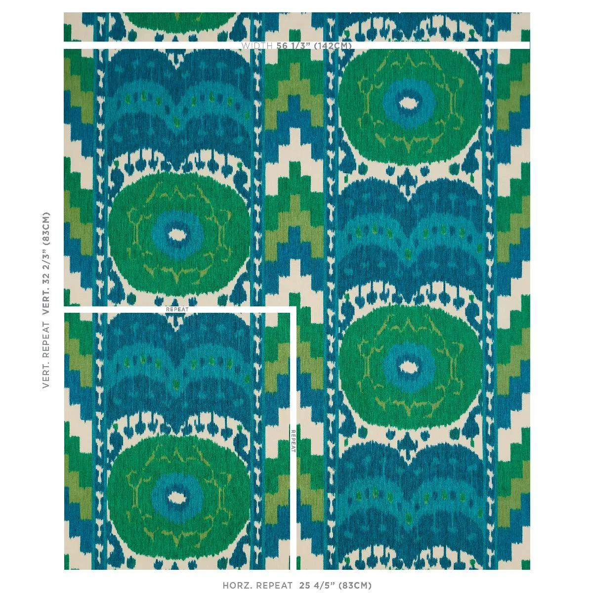 Schumacher 176064 Samarkand Ikat Ii Emerald fabric swatch