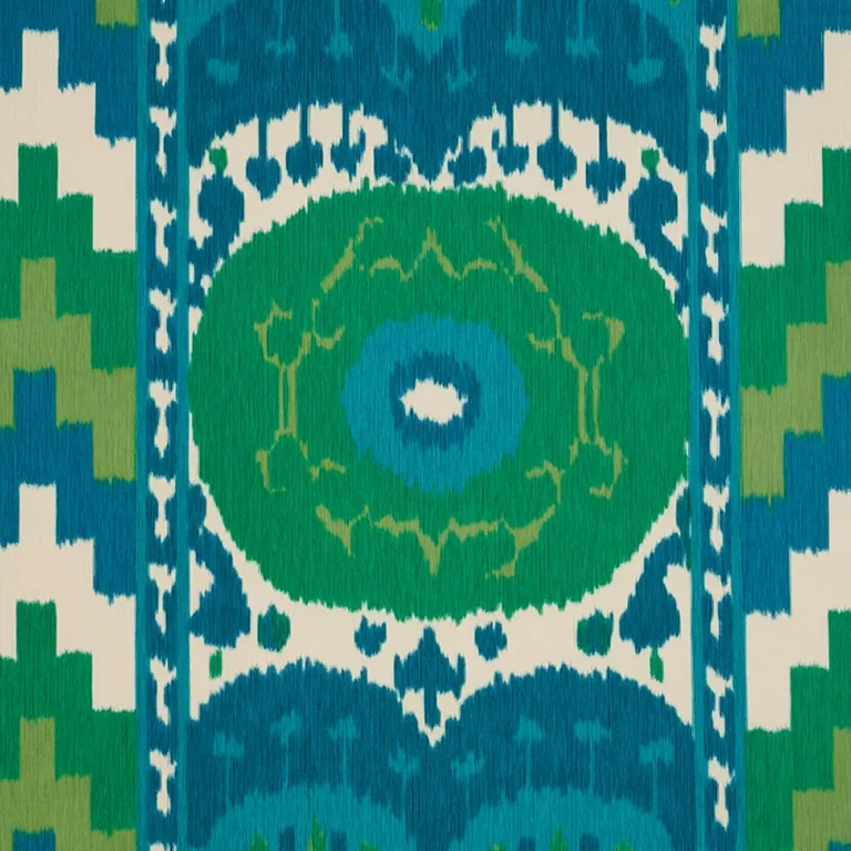 Schumacher 176064 Samarkand Ikat Ii Emerald fabric swatch