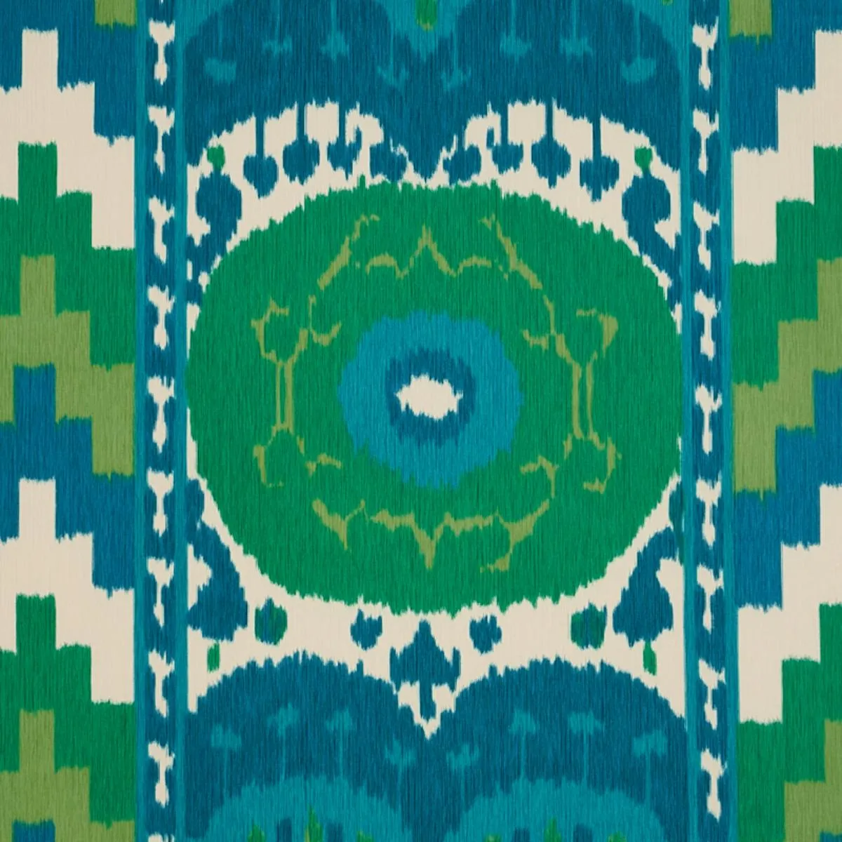 Schumacher 176064 Samarkand Ikat Ii Emerald fabric swatch