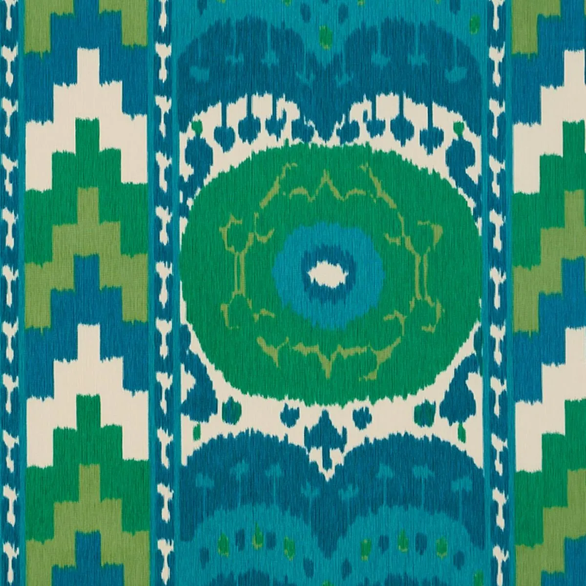 Schumacher 176064 Samarkand Ikat Ii Emerald fabric swatch