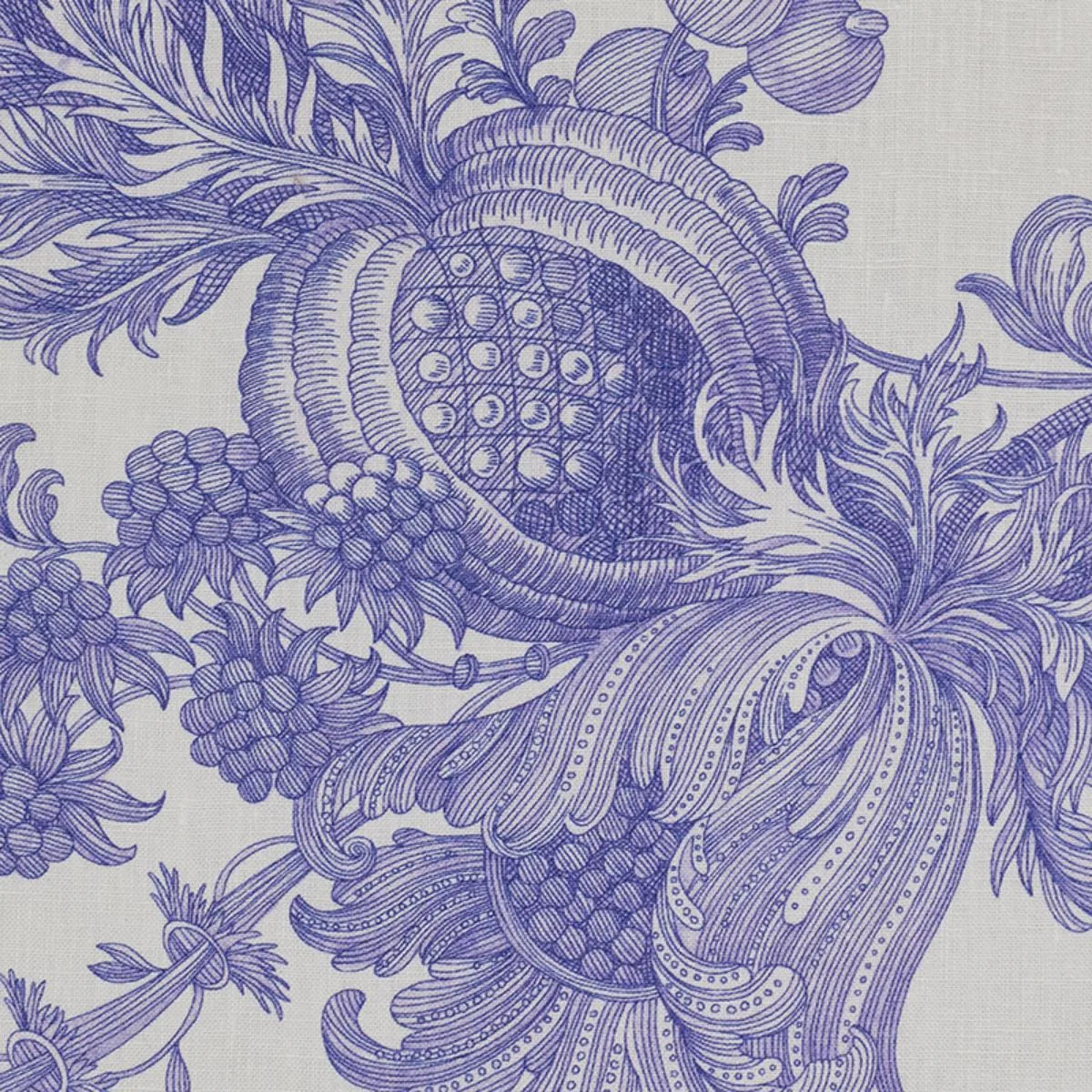 Schumacher 178732 San Cristobal Toile Purple fabric swatch