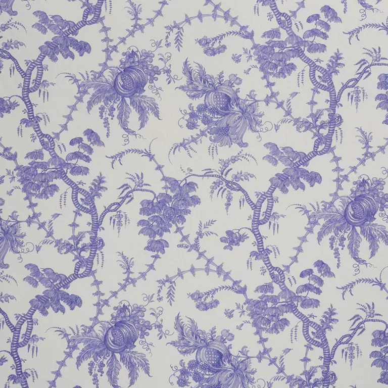 Schumacher 178732 San Cristobal Toile Purple fabric swatch