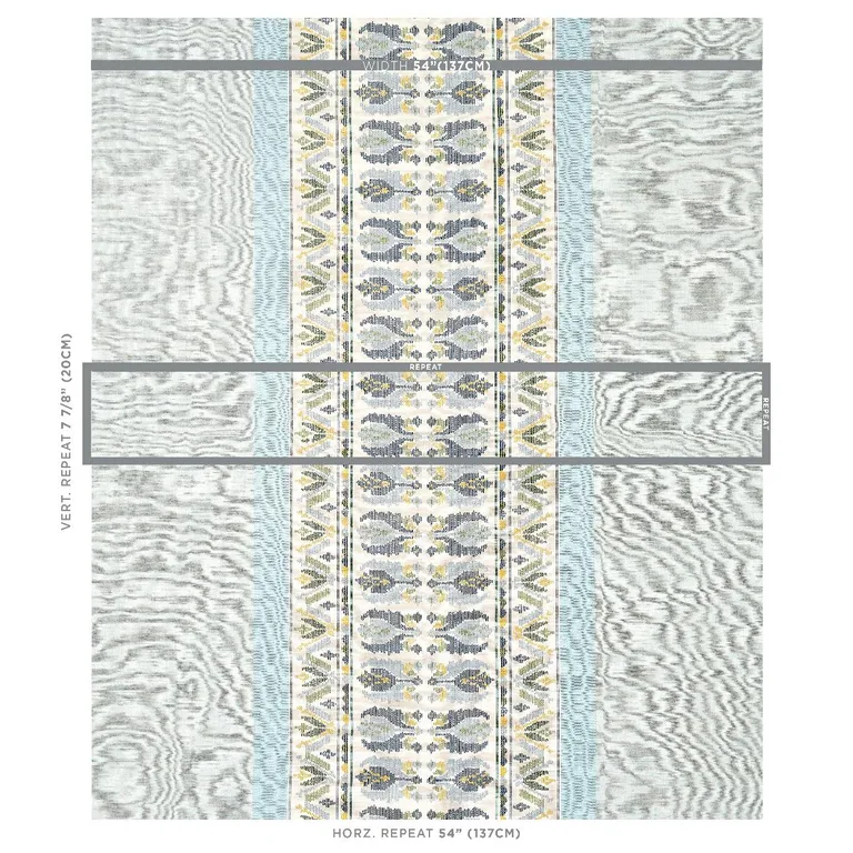 Schumacher 79830 Sandor Stripe Embroidery Chambray fabric swatch