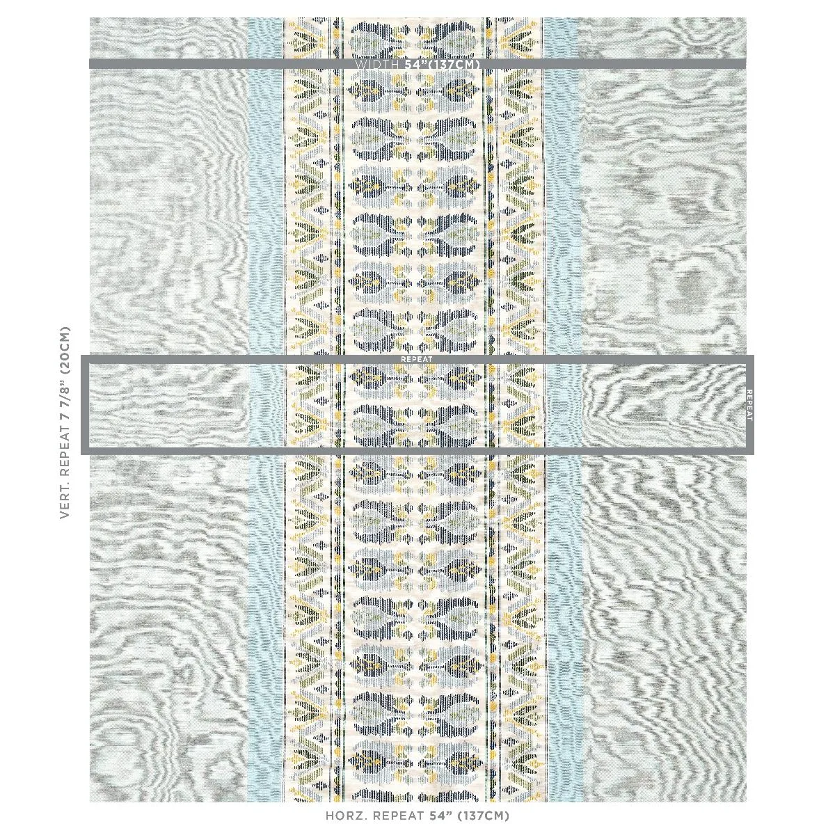 Schumacher 79830 Sandor Stripe Embroidery Chambray fabric swatch