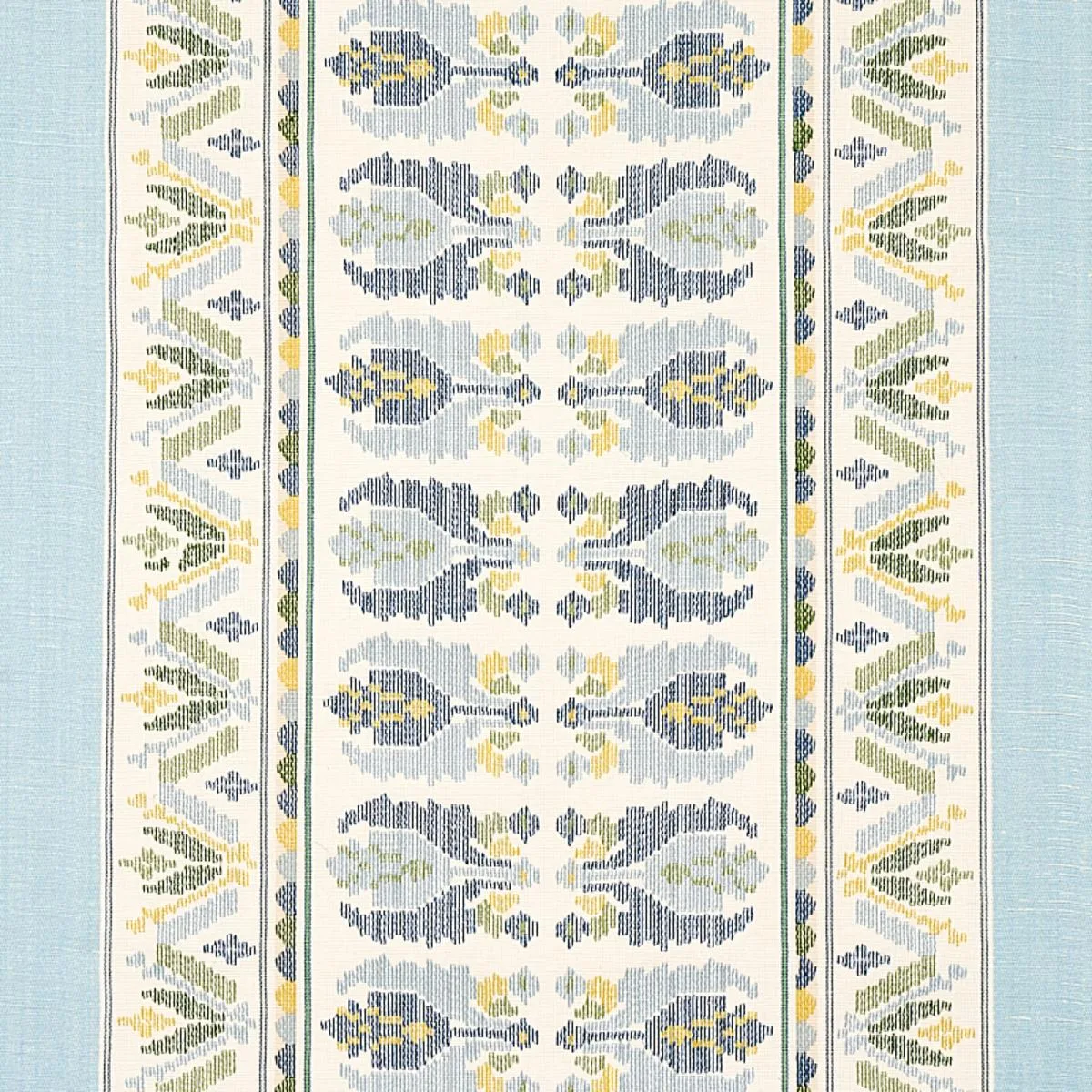 Schumacher 79830 Sandor Stripe Embroidery Chambray fabric swatch