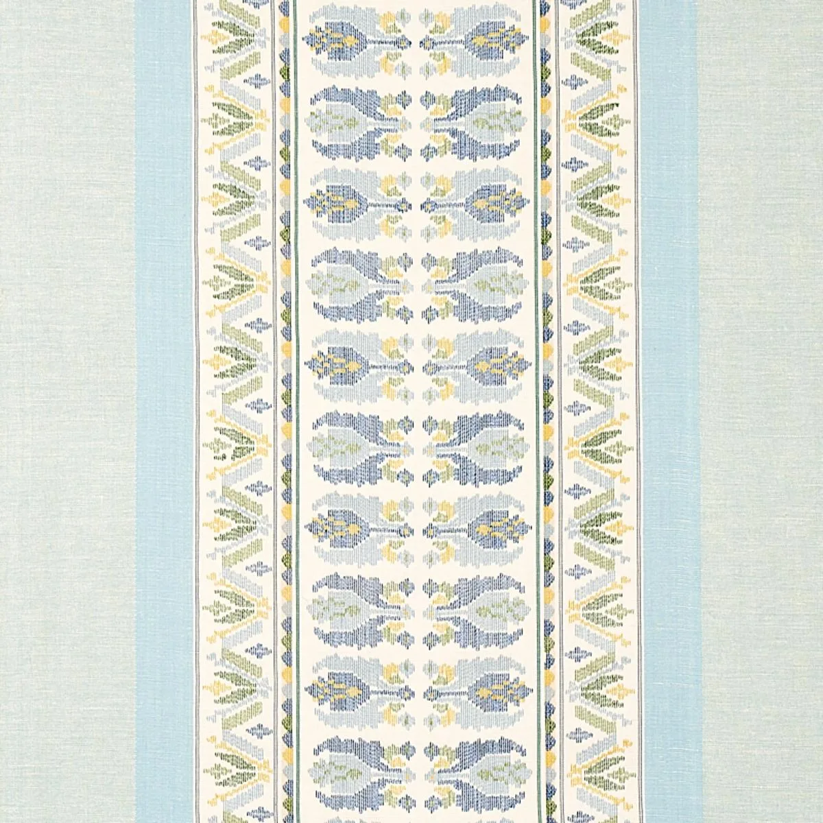 Schumacher 79830 Sandor Stripe Embroidery Chambray fabric swatch