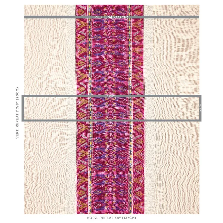 Schumacher 79831 Sandor Stripe Embroidery Magenta fabric swatch