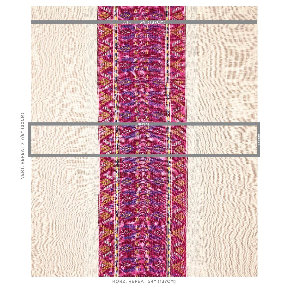 Schumacher 79831 Sandor Stripe Embroidery Magenta fabric swatch