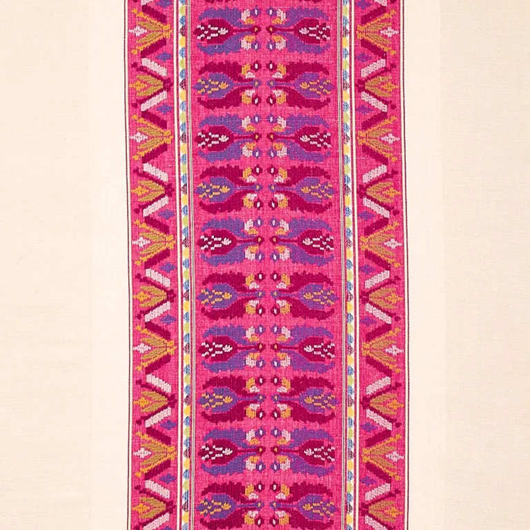 Schumacher 79831 Sandor Stripe Embroidery Magenta fabric swatch
