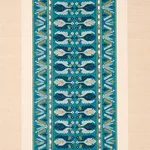 Schumacher 79832 Sandor Stripe Embroidery Peacock fabric swatch