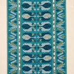 Schumacher 79832 Sandor Stripe Embroidery Peacock fabric swatch