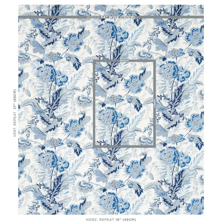Schumacher 174544 Sandoway Vine Delft fabric swatch