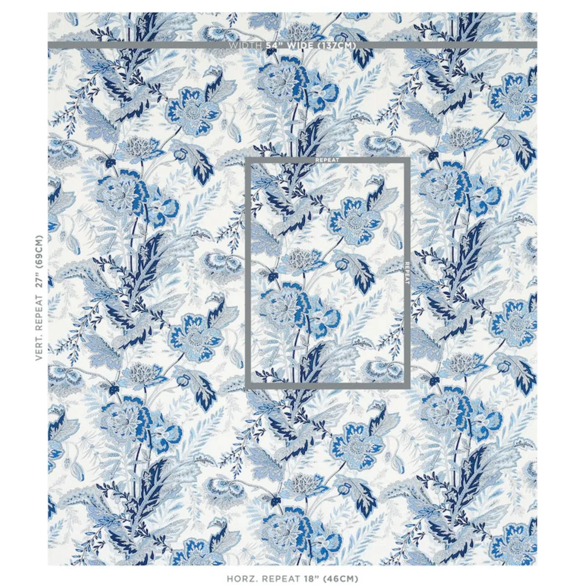 Schumacher 174544 Sandoway Vine Delft fabric swatch
