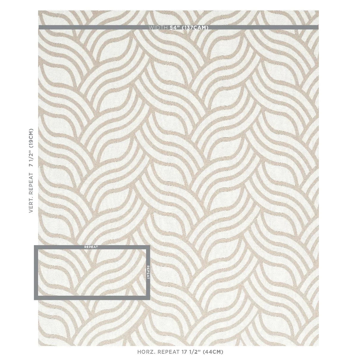 Schumacher 79952 Sangomar Appliqué Brown fabric swatch