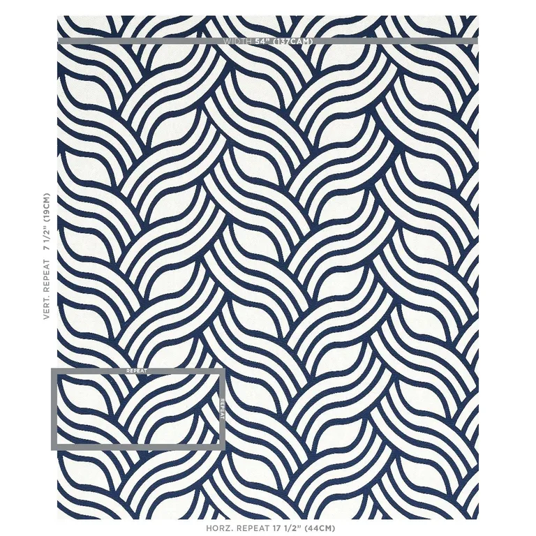 Schumacher 79951 Sangomar Appliqué Navy fabric swatch