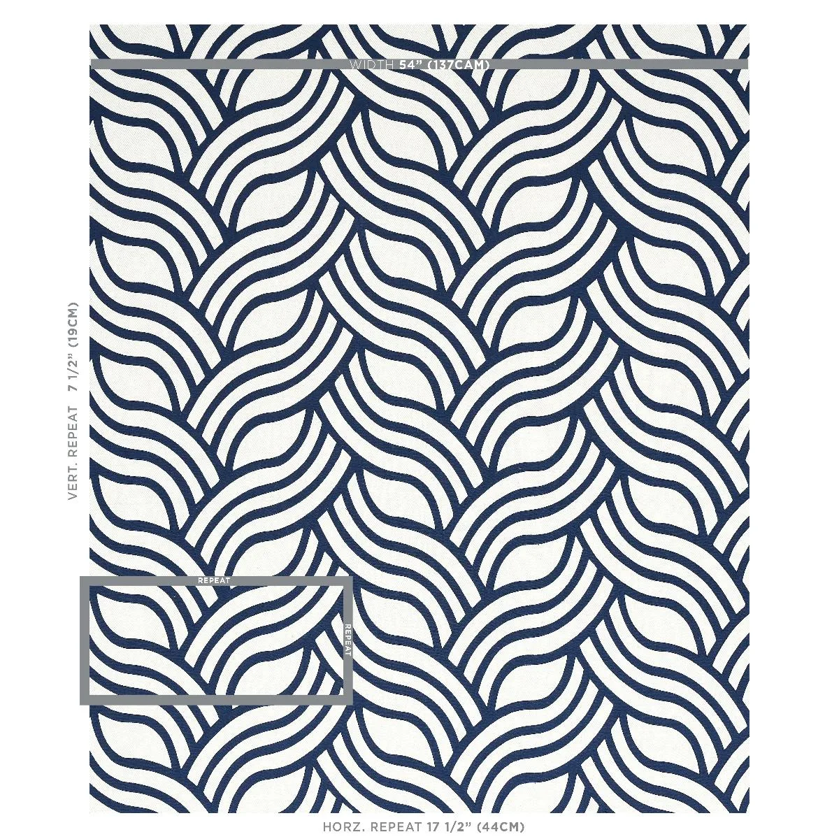 Schumacher 79951 Sangomar Appliqué Navy fabric swatch