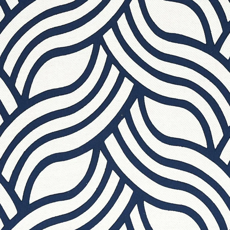 Schumacher 79951 Sangomar Appliqué Navy fabric swatch
