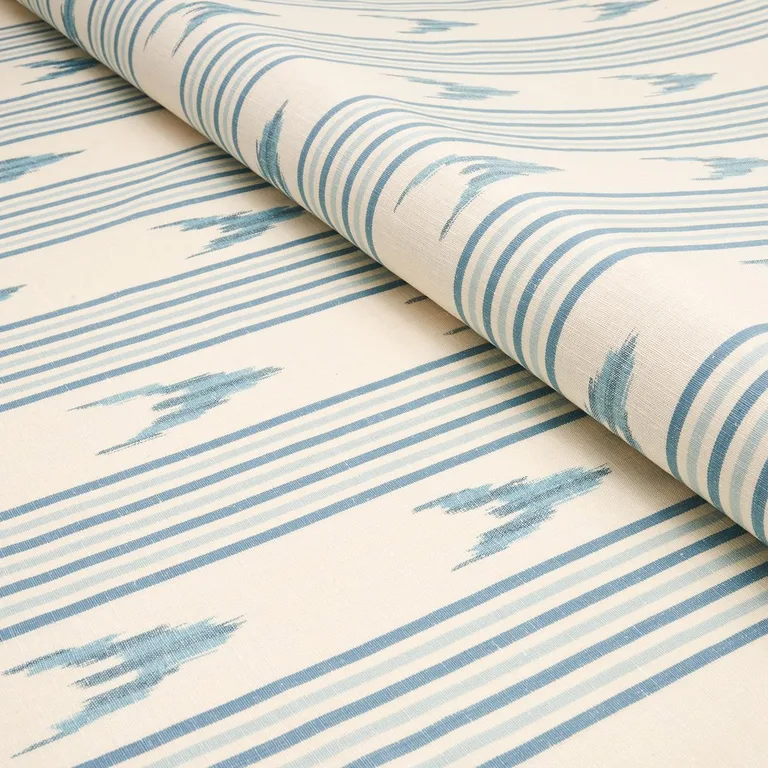 Schumacher 74223 Santa Barbara Ikat China Blue fabric swatch