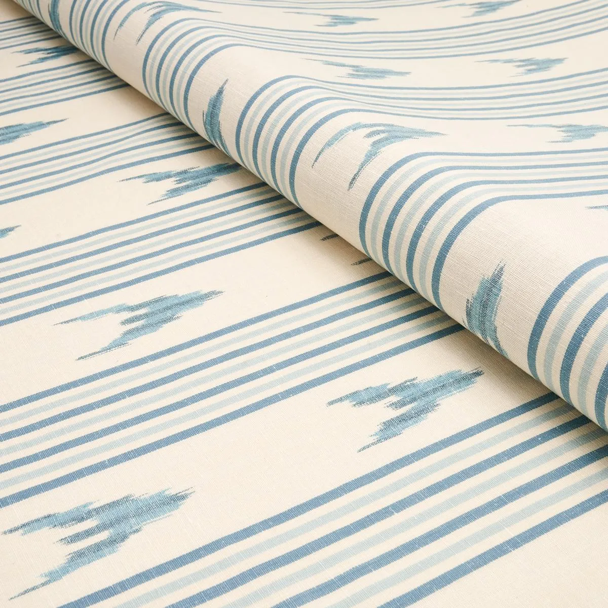 Schumacher 74223 Santa Barbara Ikat China Blue fabric swatch