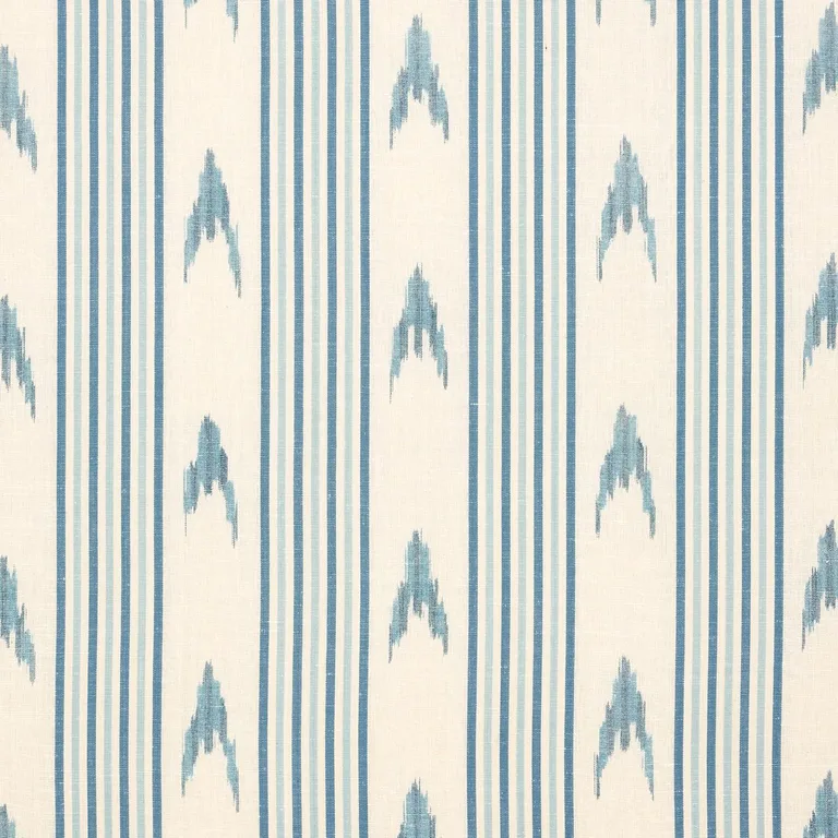 Schumacher 74223 Santa Barbara Ikat China Blue fabric swatch