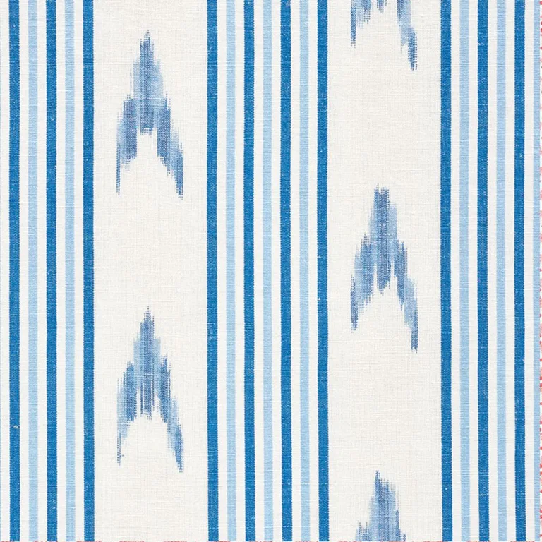 Schumacher 74220 Santa Barbara Ikat Indigo fabric swatch