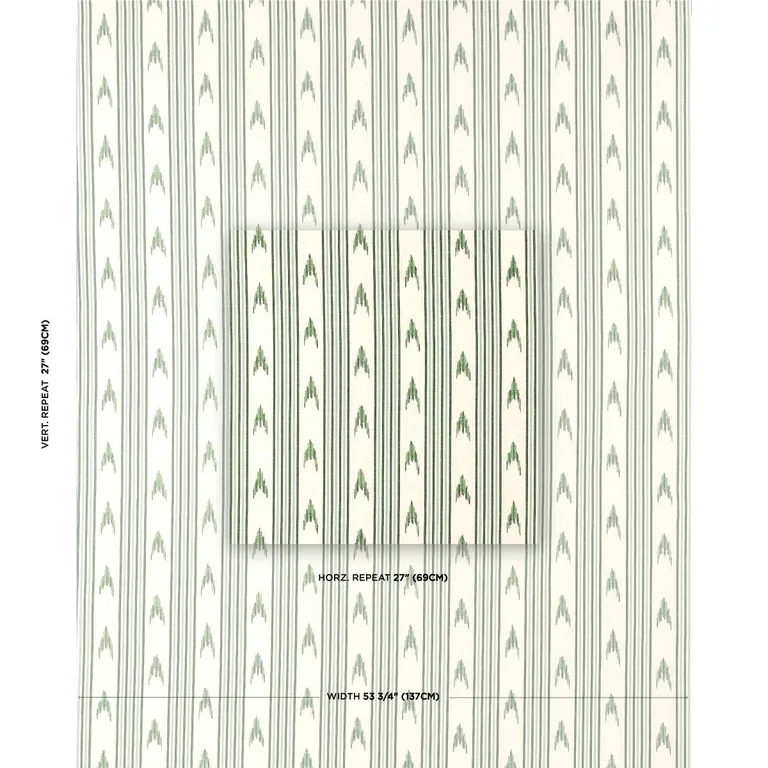 Schumacher 74224 Santa Barbara Ikat Leaf Green fabric swatch