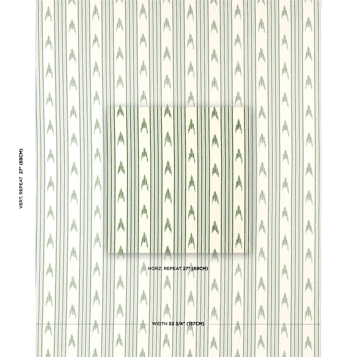 Schumacher 74224 Santa Barbara Ikat Leaf Green fabric swatch