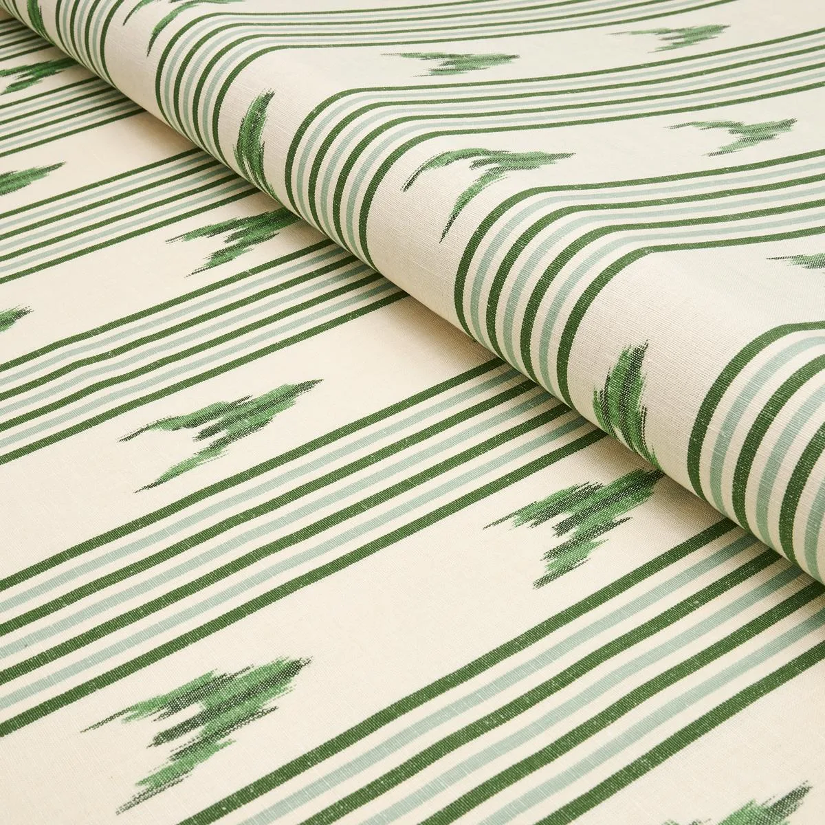 Schumacher 74224 Santa Barbara Ikat Leaf Green fabric swatch