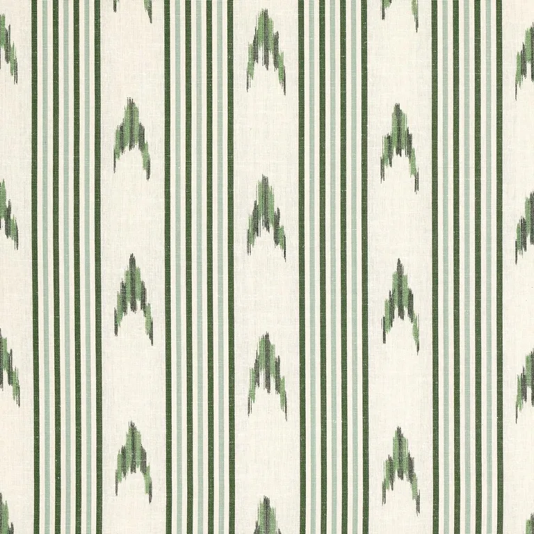 Schumacher 74224 Santa Barbara Ikat Leaf Green fabric swatch