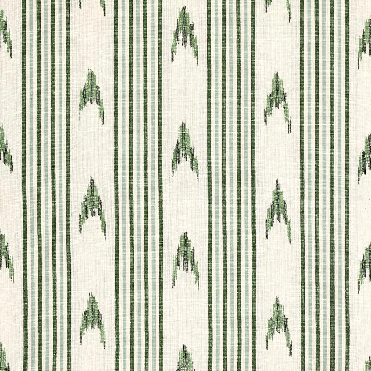Schumacher 74224 Santa Barbara Ikat Leaf Green fabric swatch