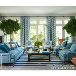 Schumacher 176501 Santa Monica Ikat China Blue fabric swatch