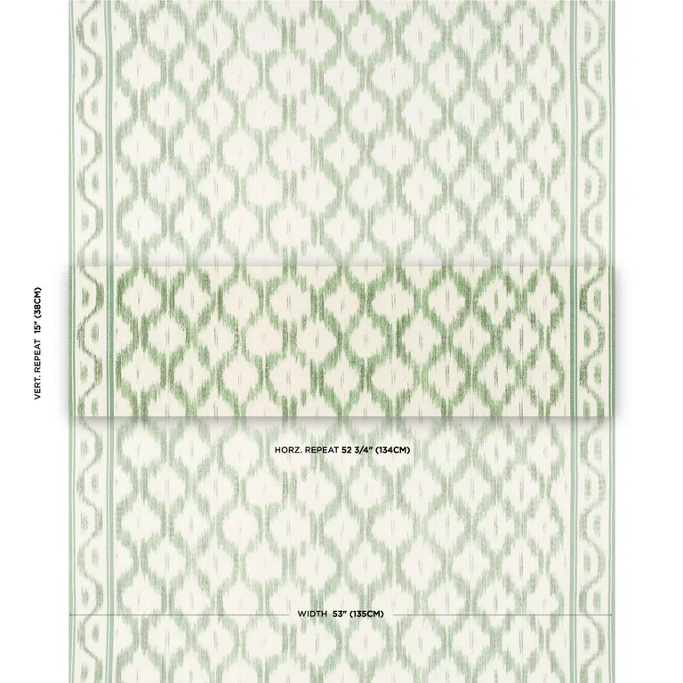 Schumacher 176504 Santa Monica Ikat Leaf Green fabric swatch