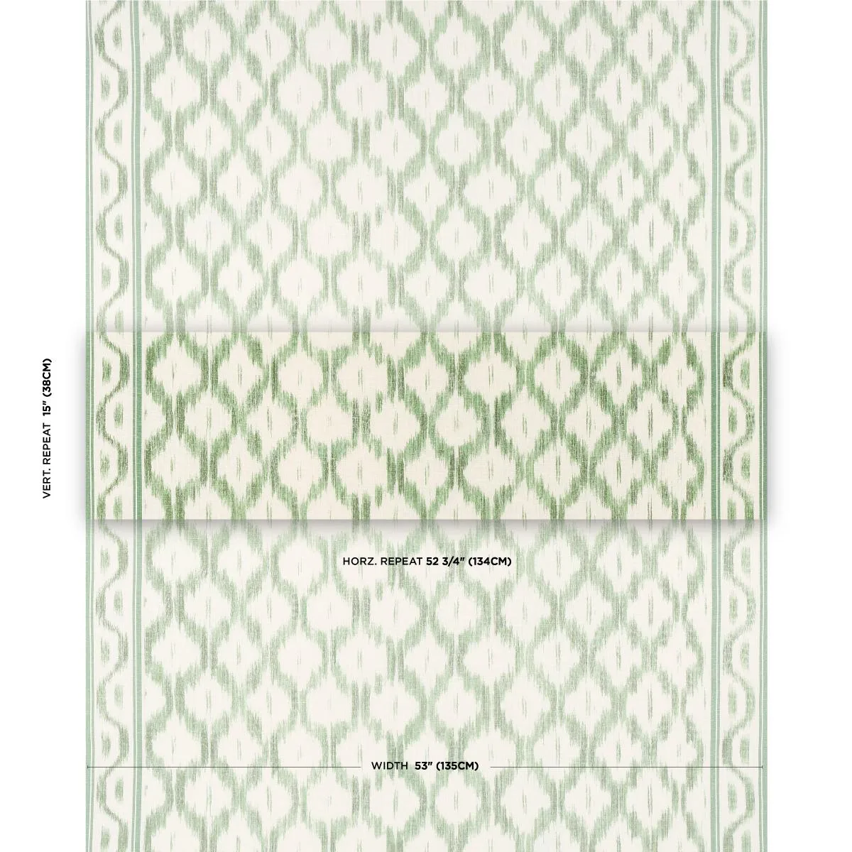 Schumacher 176504 Santa Monica Ikat Leaf Green fabric swatch