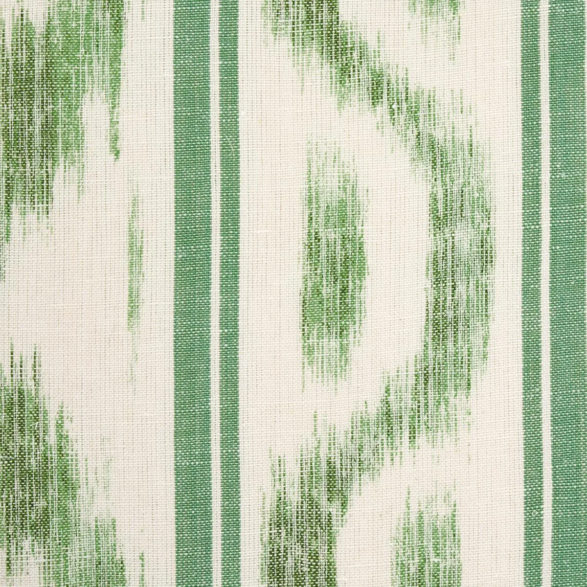 Schumacher 176504 Santa Monica Ikat Leaf Green fabric swatch