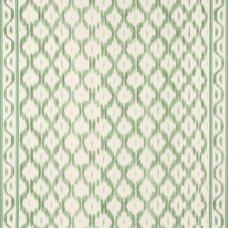 Schumacher 176504 Santa Monica Ikat Leaf Green fabric swatch