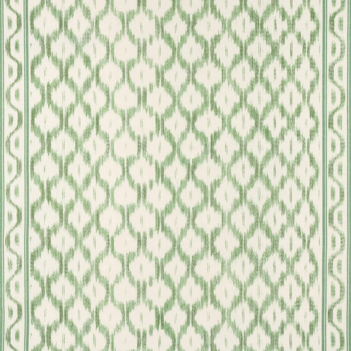 Schumacher 176504 Santa Monica Ikat Leaf Green fabric swatch