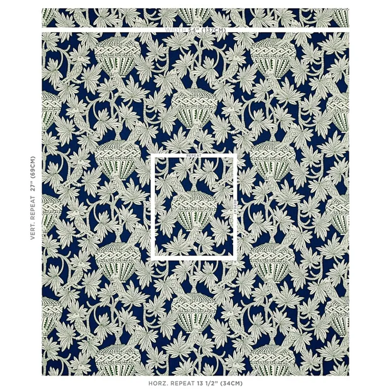 Schumacher 179940 Santarem Navy fabric swatch