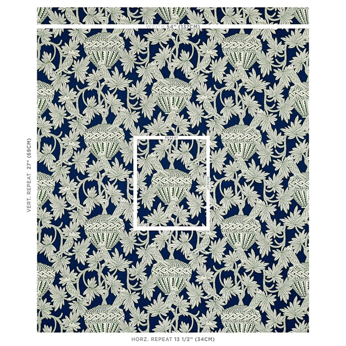 Schumacher 179940 Santarem Navy fabric swatch