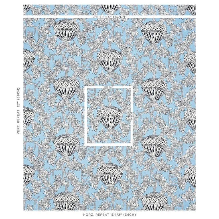 Schumacher 179941 Santarem Sky fabric swatch