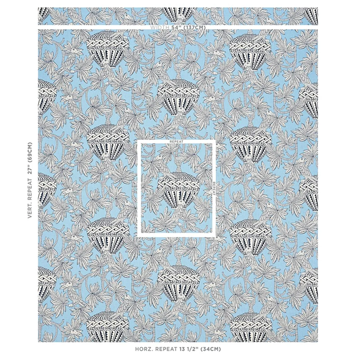 Schumacher 179941 Santarem Sky fabric swatch