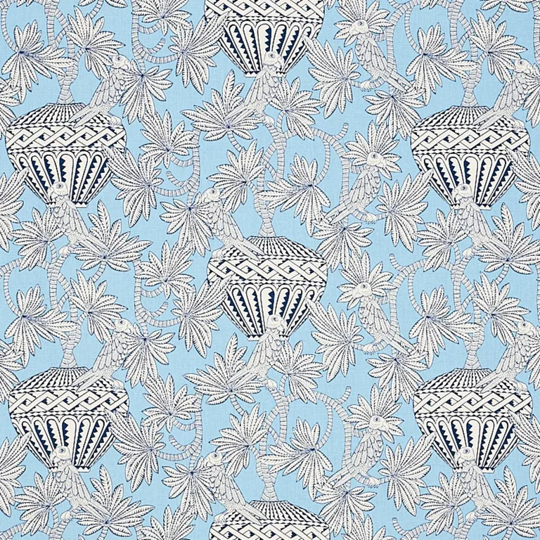 Schumacher 179941 Santarem Sky fabric swatch
