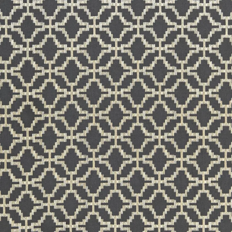 Schumacher 67010 Sarana Linen Embroidery Carbon fabric swatch
