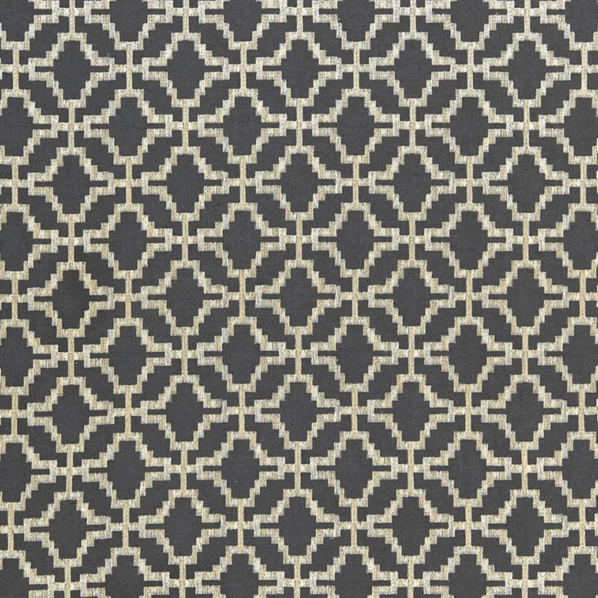 Schumacher 67010 Sarana Linen Embroidery Carbon fabric swatch