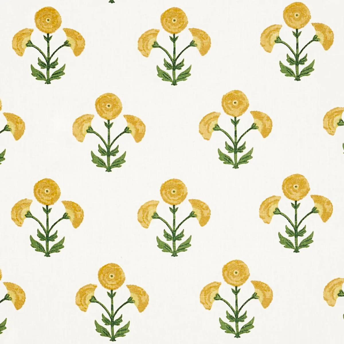 Schumacher 179671 Saranda Flower Embroidery Marigold fabric swatch