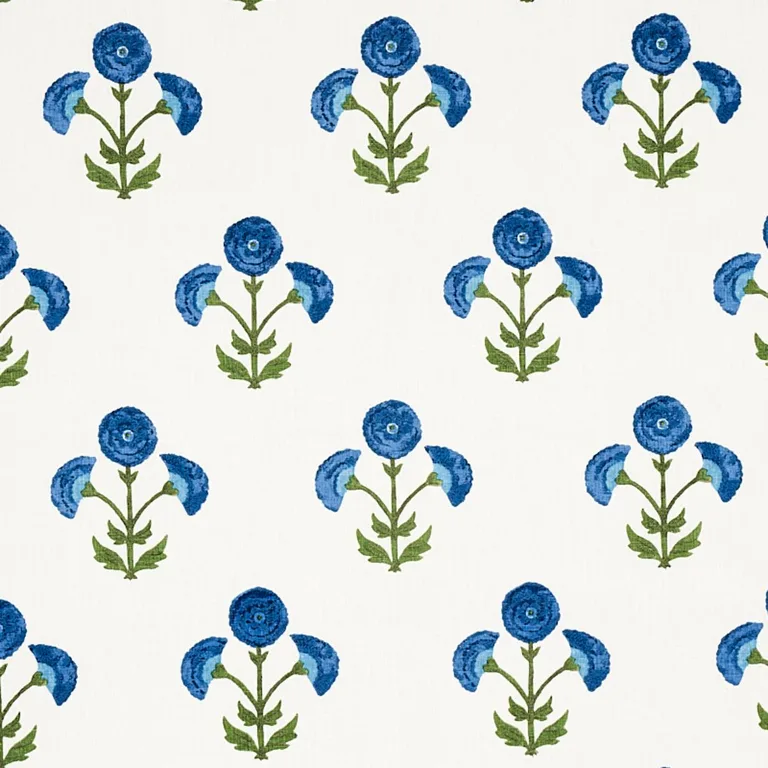 Schumacher 179672 Saranda Flower Embroidery Royal fabric swatch