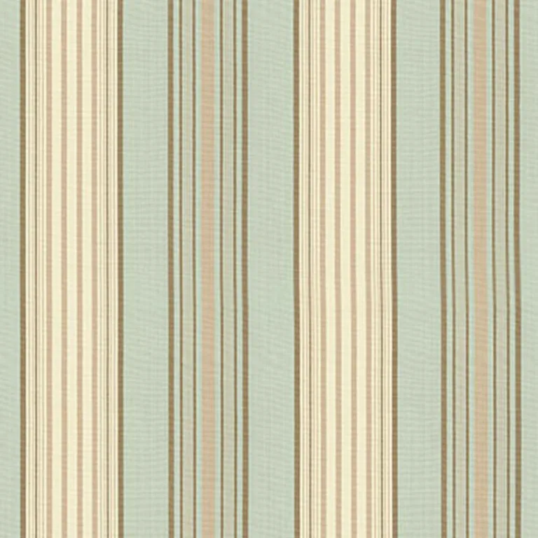 Schumacher 62962 Saratoga Cotton Stripe Aqua / Flax/ Mocha fabric swatch