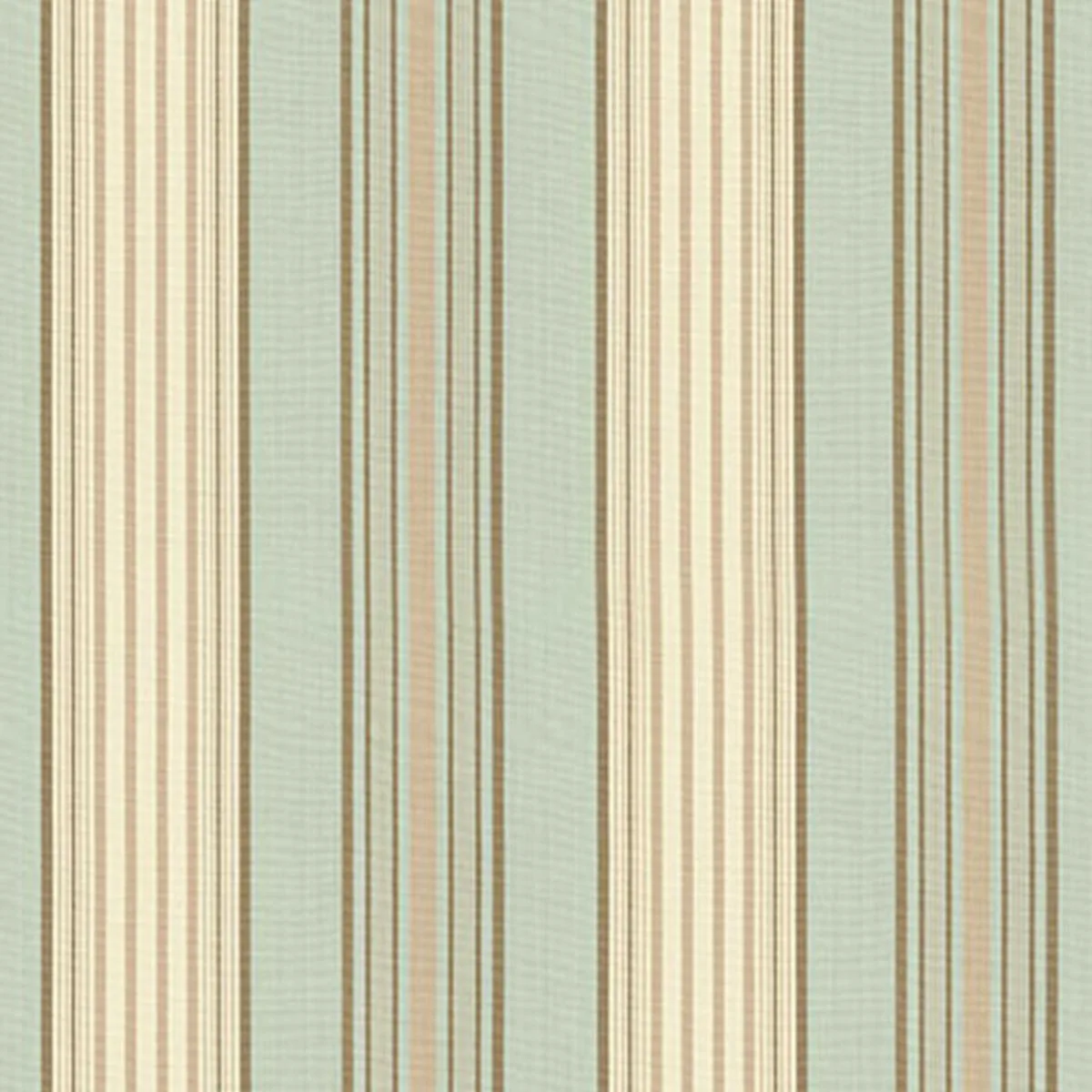 Schumacher 62962 Saratoga Cotton Stripe Aqua / Flax/ Mocha fabric swatch